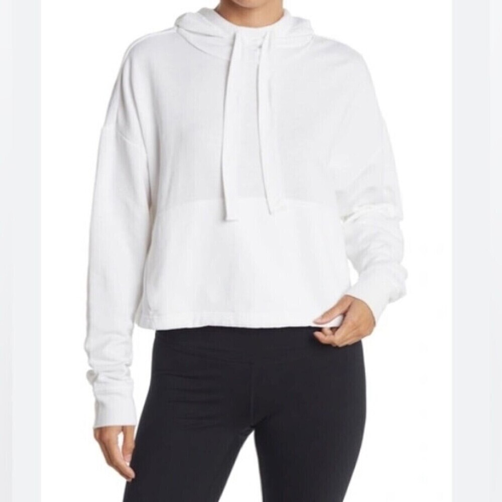 Z By Zella Vertical Swing Long Sleeve Pullover Hoodie white size M